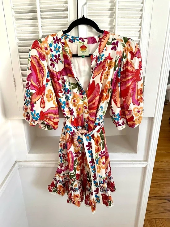 FARM Rio White Spring Bananas Belted Mini Dress - Picture 6 of 10